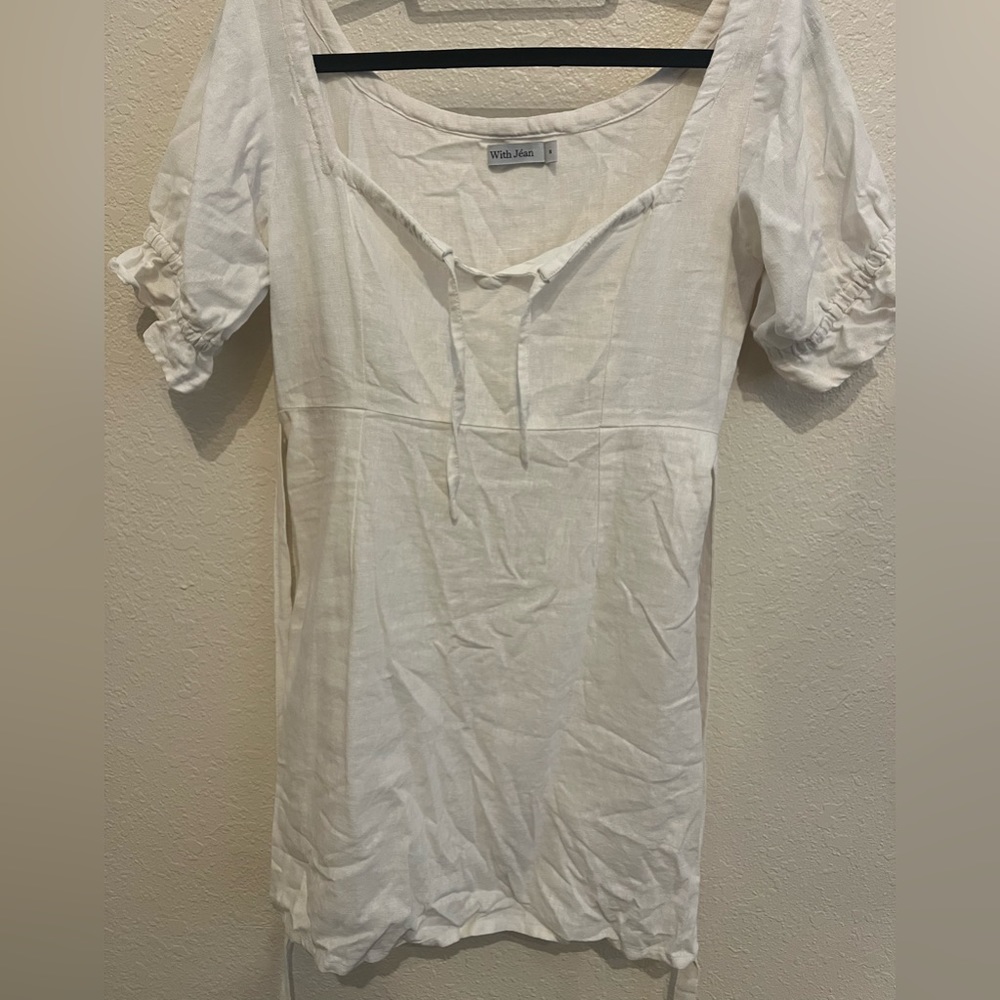 With Jean white linen dress